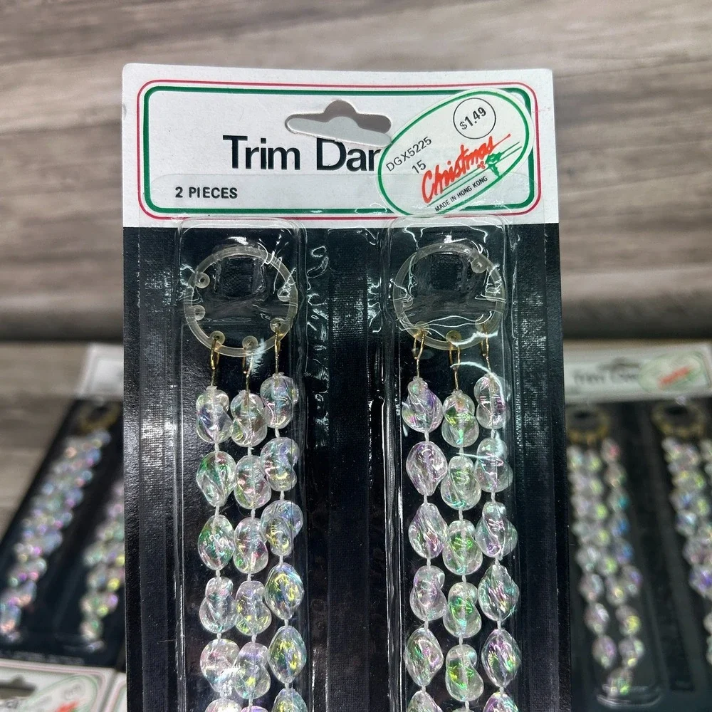 Vintage Christmas Ornaments Trim Icicle Drop Charm Dangles MCM Beaded